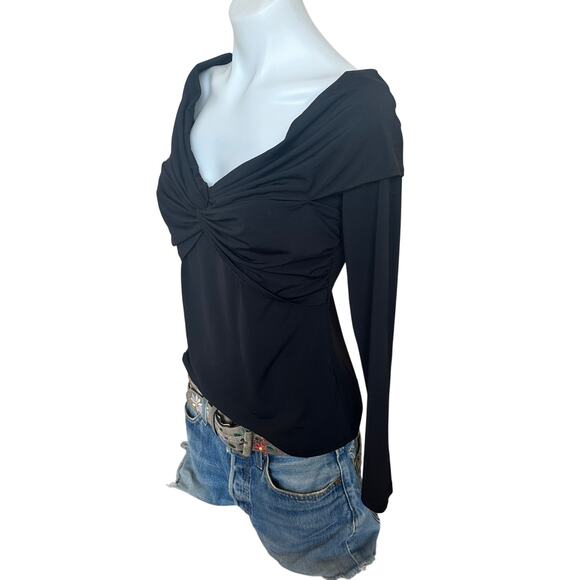 Prabal Gurung Black Off the Shoulder Top LARGE Sweetheart Bodycon Designer $260 - Picture 9 of 12